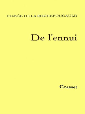 cover image of De l'ennui